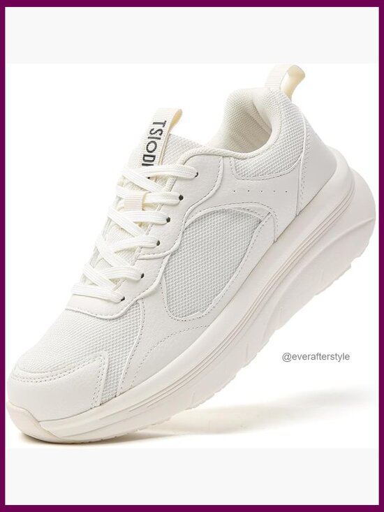 Shoes - Women's Breathable Mesh Walking Sneakers, Lace-Up, Non-Slip Rubber Sole